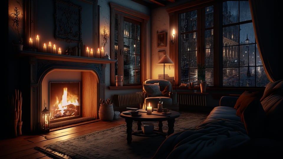 Cozy cabin mix background